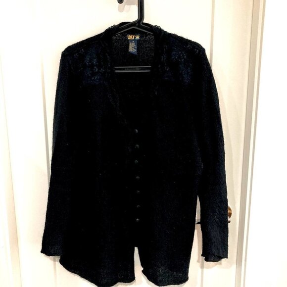DEX Sz 1X Lace Front and Shoulders  Mid Length Cardigan - Picture 1 of 6